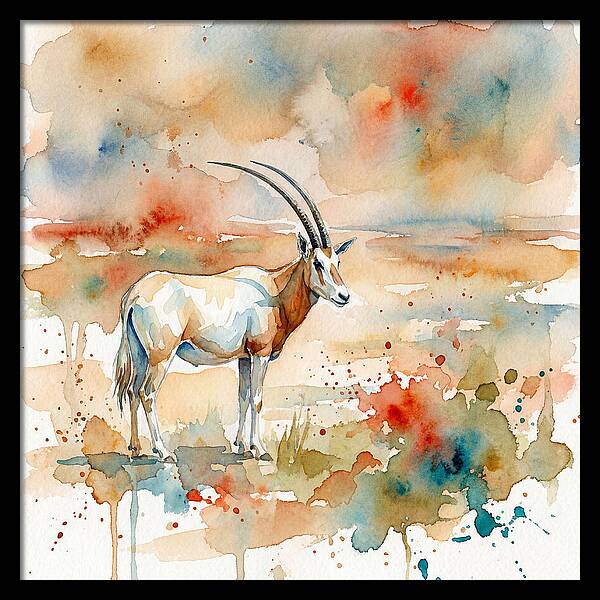 Scimitar Oryx Watercolor Elegance