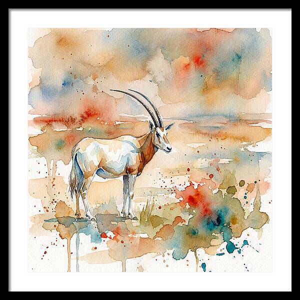 Scimitar Oryx Watercolor Elegance