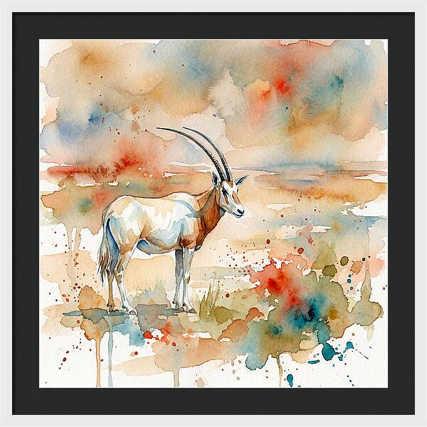 Scimitar Oryx Watercolor Elegance