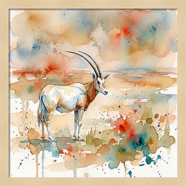 Scimitar Oryx Watercolor Elegance