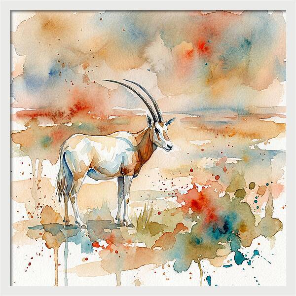 Scimitar Oryx Watercolor Elegance