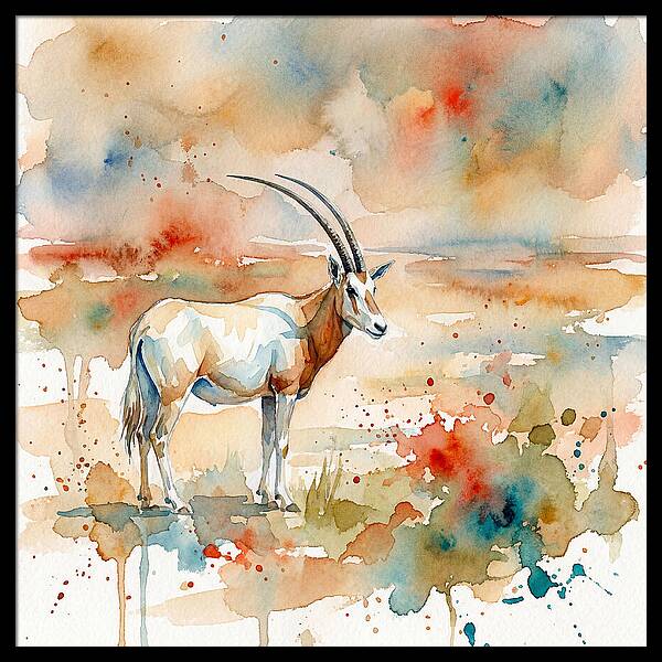 Scimitar Oryx Watercolor Elegance