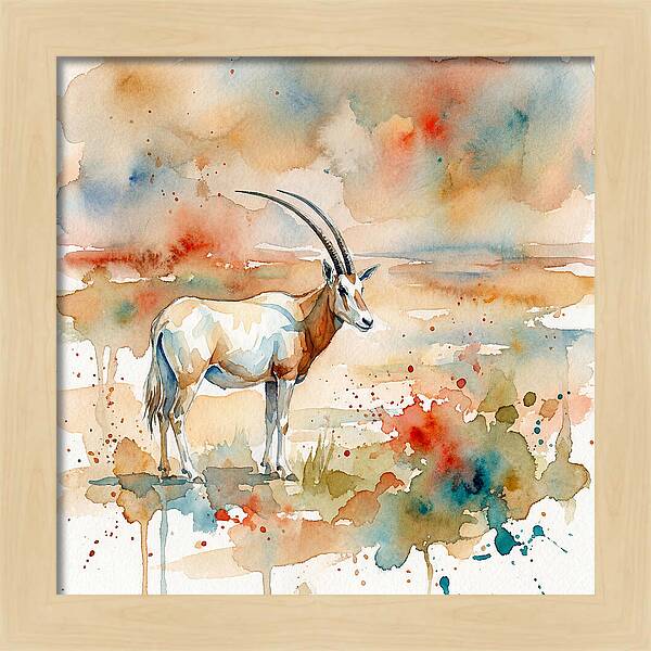 Scimitar Oryx Watercolor Elegance