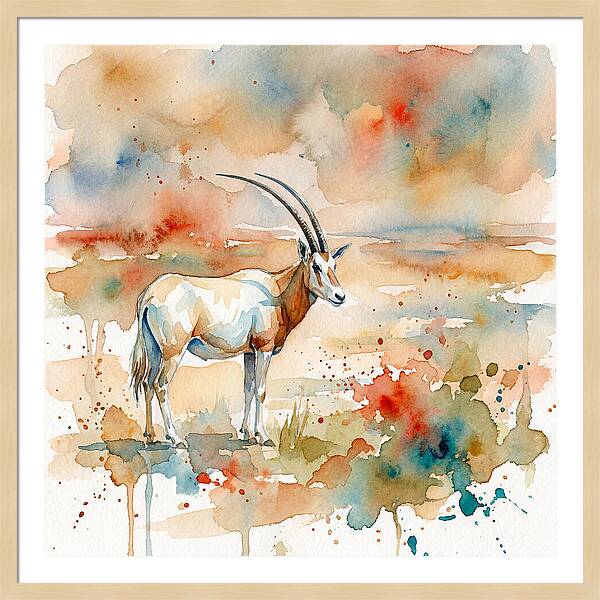 Scimitar Oryx Watercolor Elegance