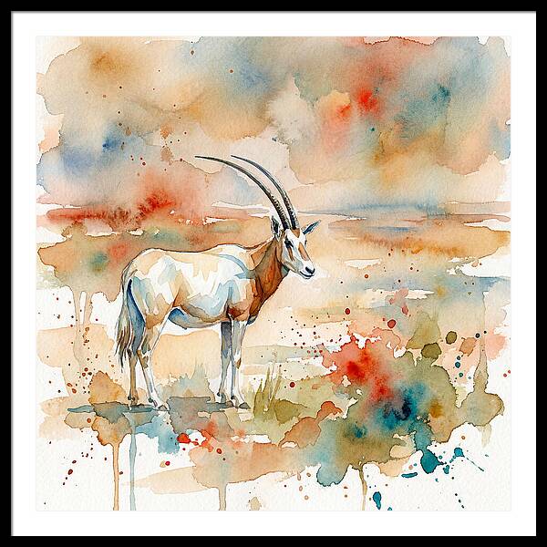 Scimitar Oryx Watercolor Elegance