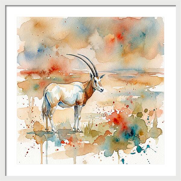 Scimitar Oryx Watercolor Elegance