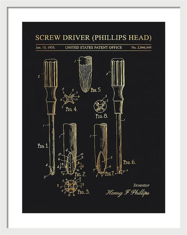 Screwdriver Phillips Head Gold Patent Us2046840a