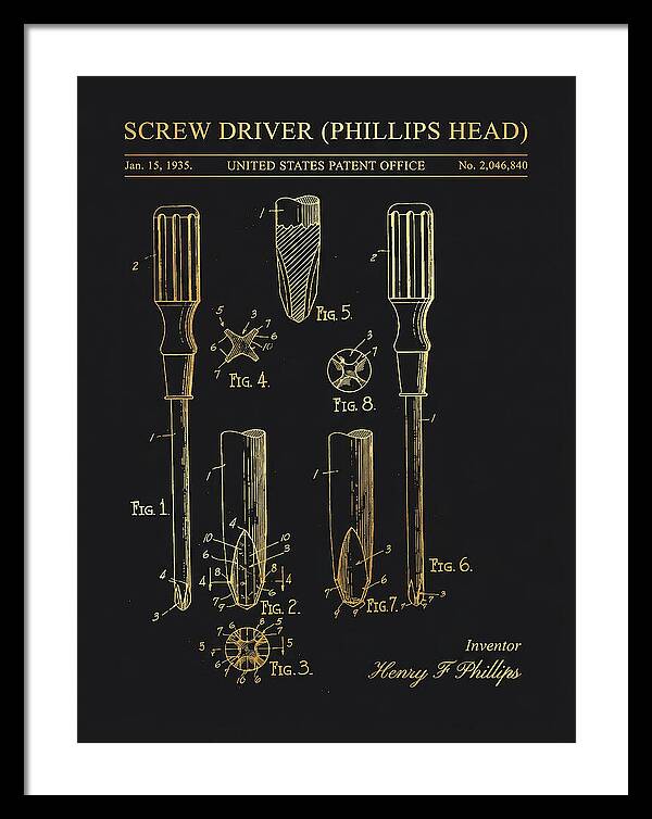 Screwdriver Phillips Head Gold Patent Us2046840a