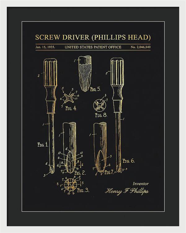 Screwdriver Phillips Head Gold Patent Us2046840a