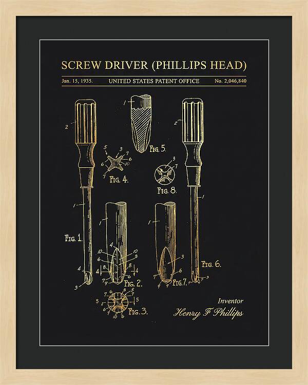 Screwdriver Phillips Head Gold Patent Us2046840a