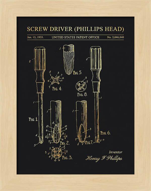 Screwdriver Phillips Head Gold Patent Us2046840a
