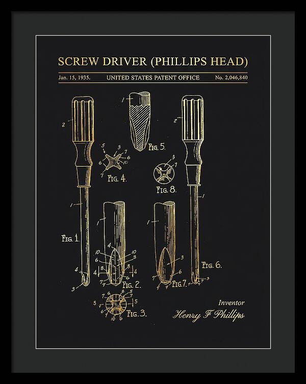 Screwdriver Phillips Head Gold Patent Us2046840a