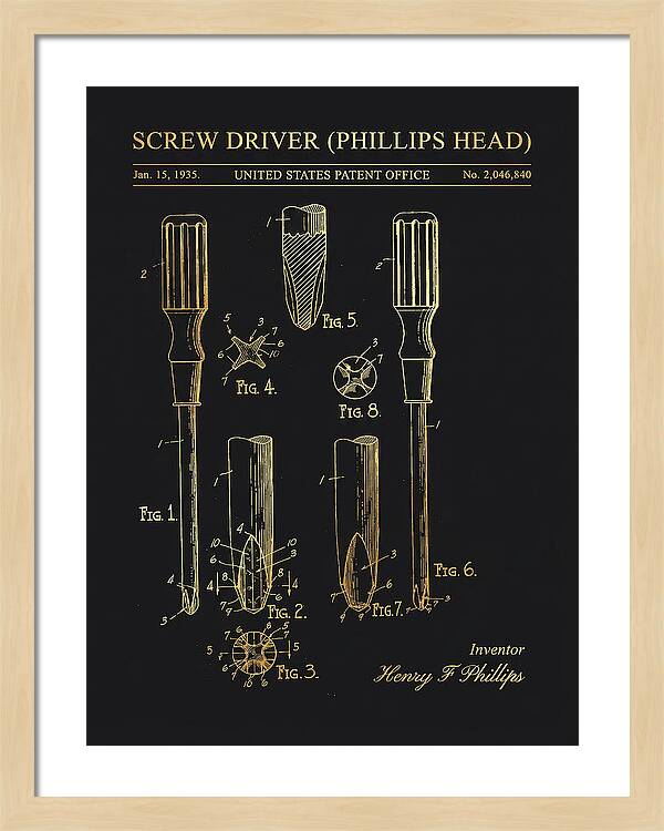 Screwdriver Phillips Head Gold Patent Us2046840a