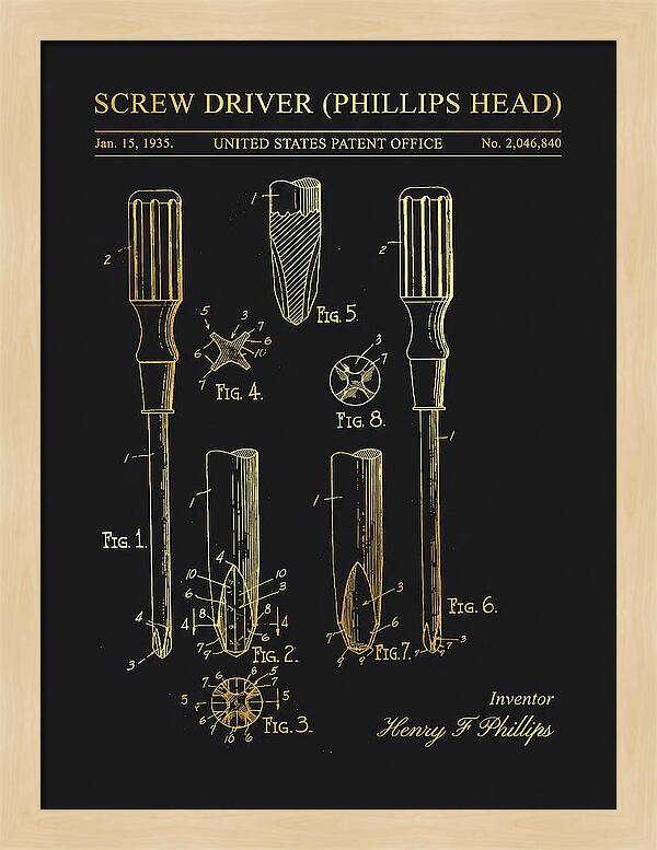 Screwdriver Phillips Head Gold Patent Us2046840a
