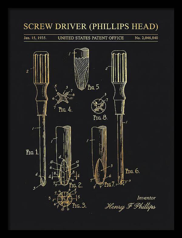 Screwdriver Phillips Head Gold Patent Us2046840a