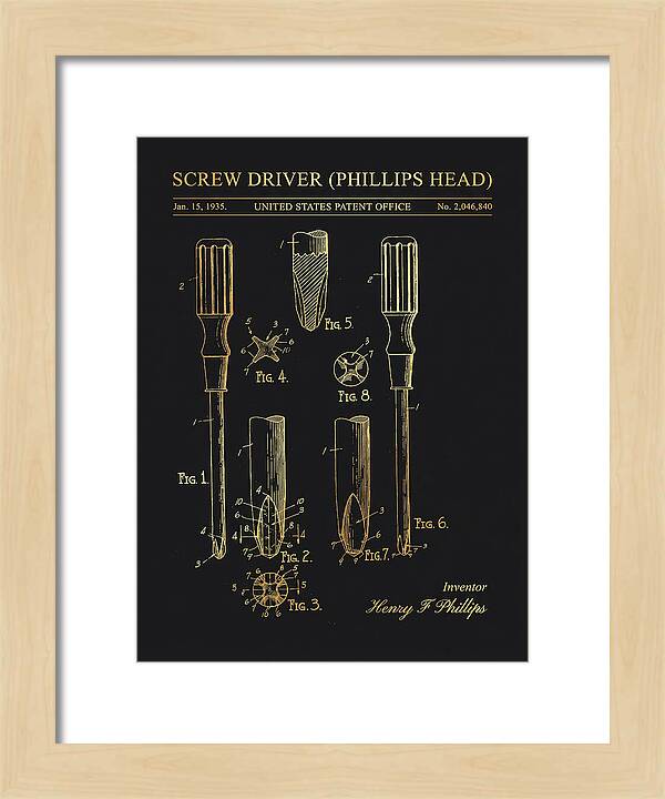 Screwdriver Phillips Head Gold Patent Us2046840a