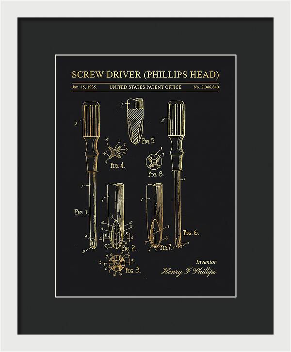 Screwdriver Phillips Head Gold Patent Us2046840a