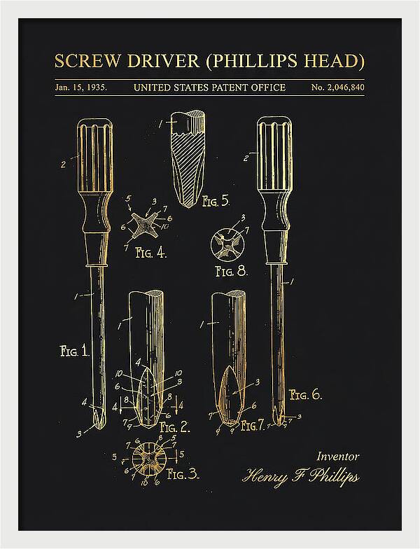 Screwdriver Phillips Head Gold Patent Us2046840a