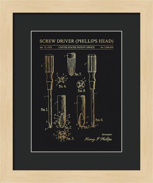 Screwdriver Phillips Head Gold Patent Us2046840a