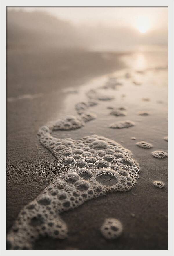Sea Foam Patterns At Dusk