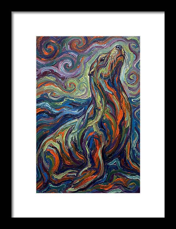 Sea Lion In Vibrant Swirls