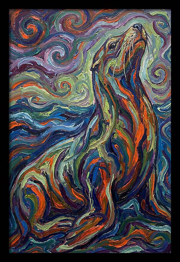 Sea Lion In Vibrant Swirls