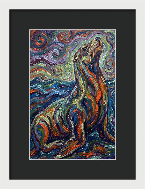 Sea Lion In Vibrant Swirls