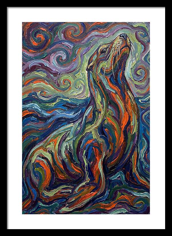 Sea Lion In Vibrant Swirls