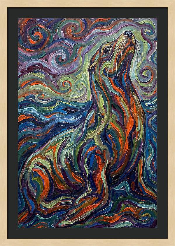 Sea Lion In Vibrant Swirls