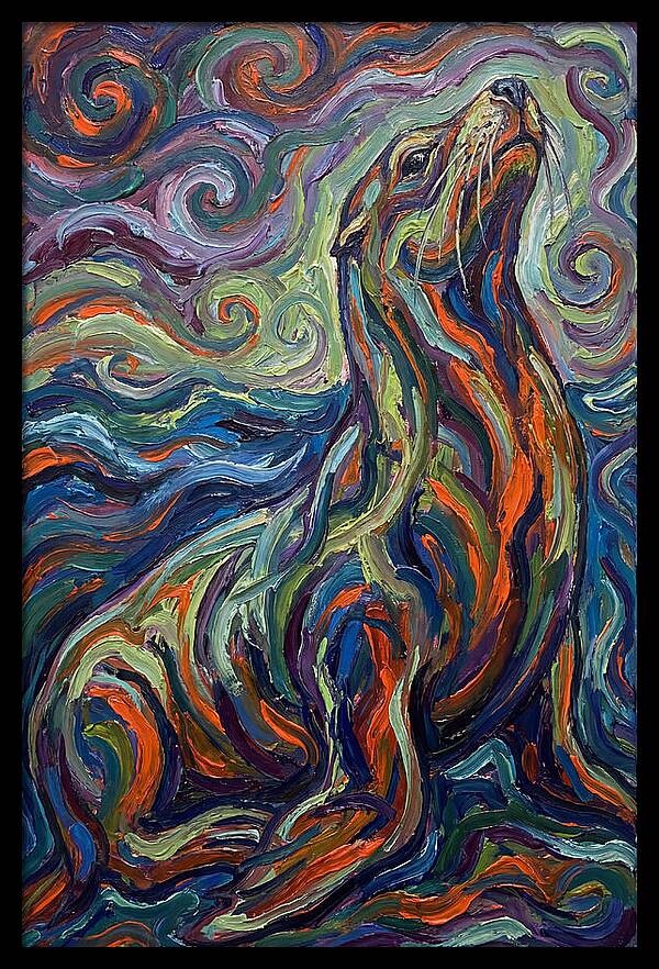 Sea Lion In Vibrant Swirls
