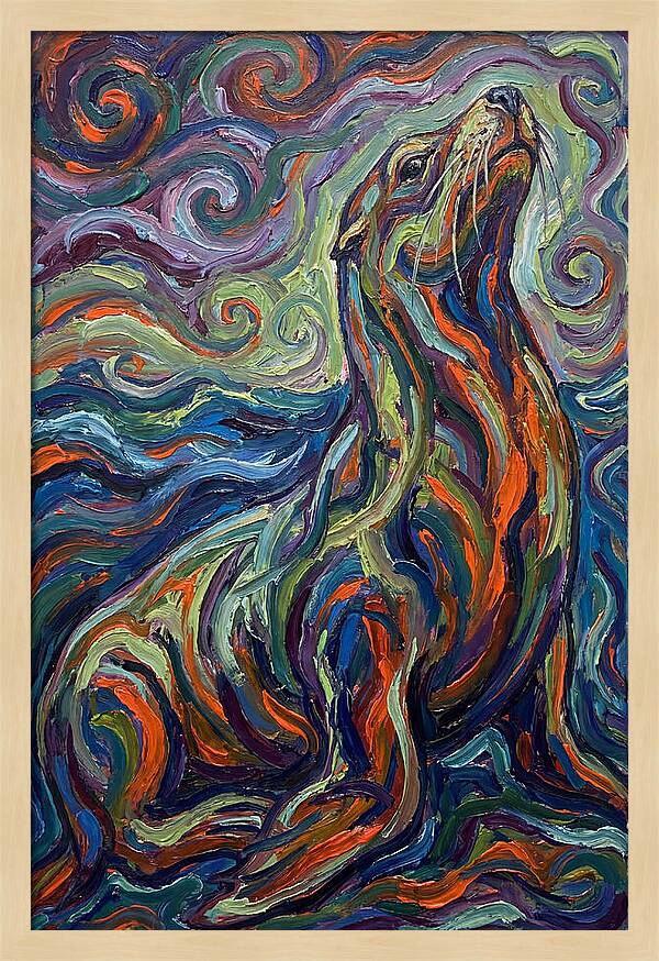 Sea Lion In Vibrant Swirls