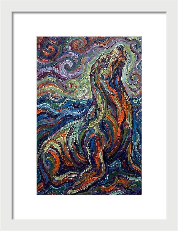 Sea Lion In Vibrant Swirls