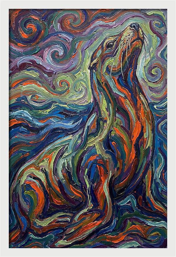 Sea Lion In Vibrant Swirls