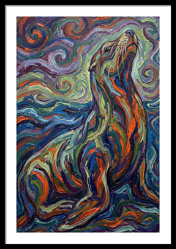 Sea Lion In Vibrant Swirls