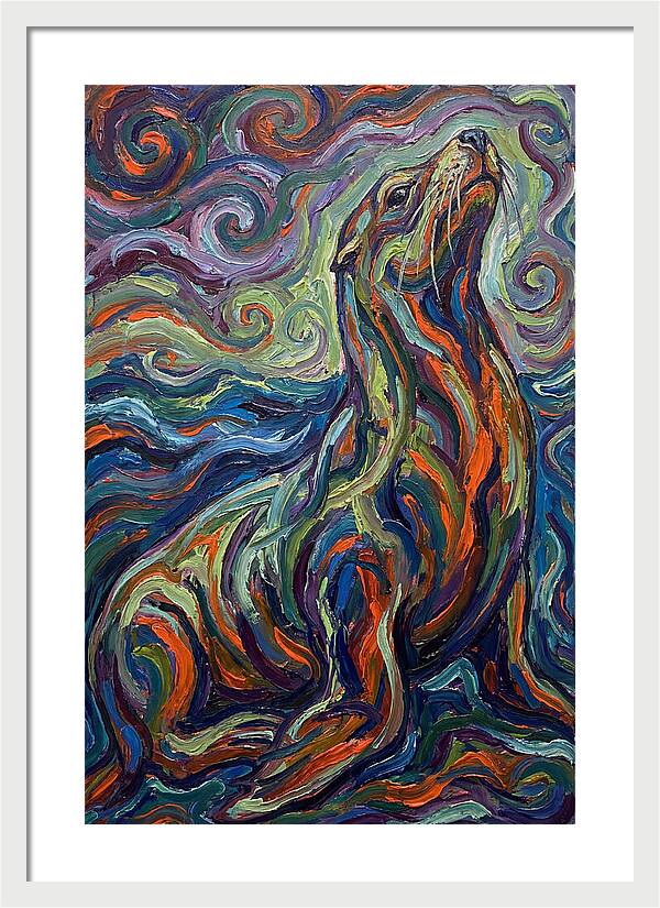 Sea Lion In Vibrant Swirls