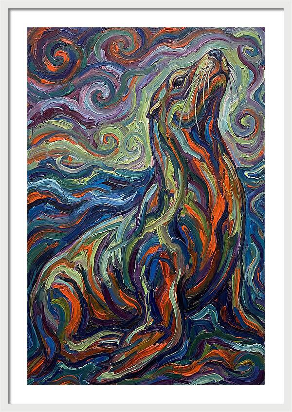 Sea Lion In Vibrant Swirls