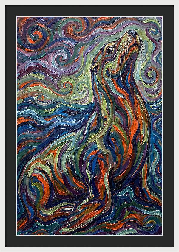 Sea Lion In Vibrant Swirls
