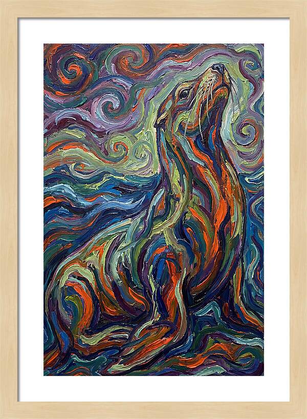 Sea Lion In Vibrant Swirls