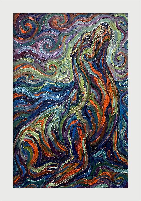 Sea Lion In Vibrant Swirls
