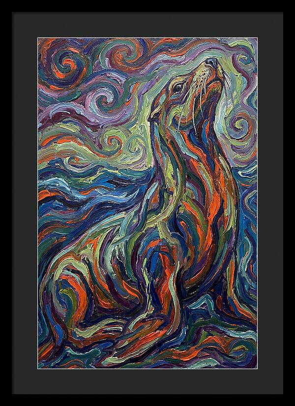 Sea Lion In Vibrant Swirls