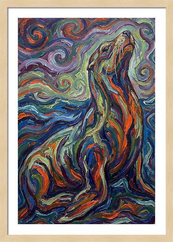 Sea Lion In Vibrant Swirls