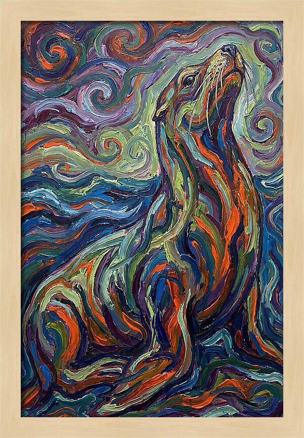 Sea Lion In Vibrant Swirls