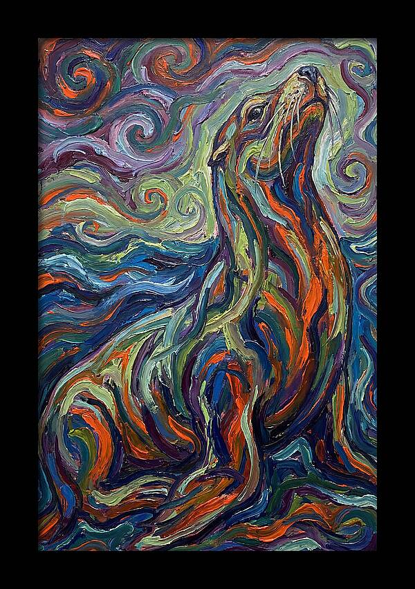 Sea Lion In Vibrant Swirls
