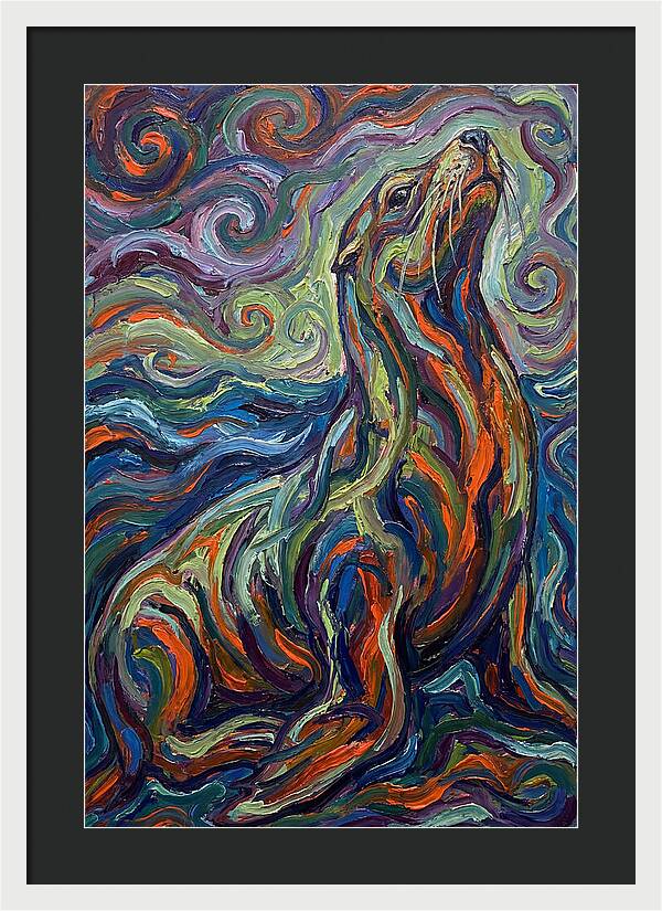 Sea Lion In Vibrant Swirls
