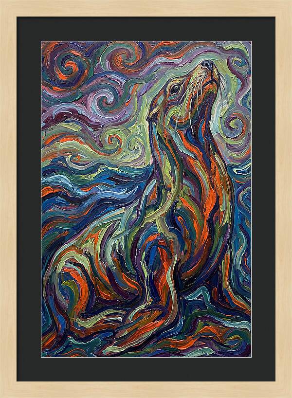 Sea Lion In Vibrant Swirls