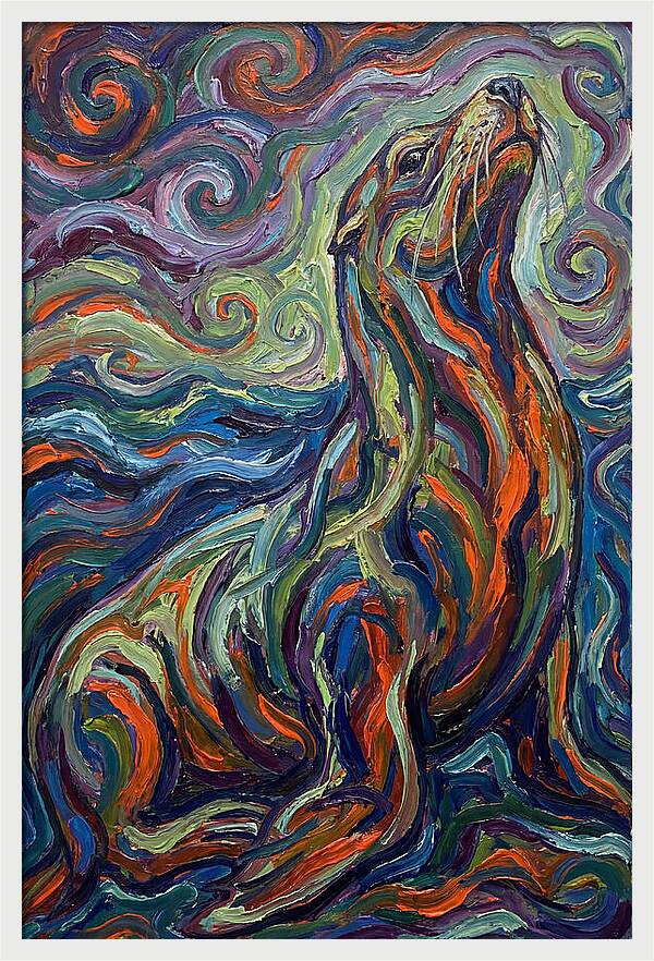 Sea Lion In Vibrant Swirls
