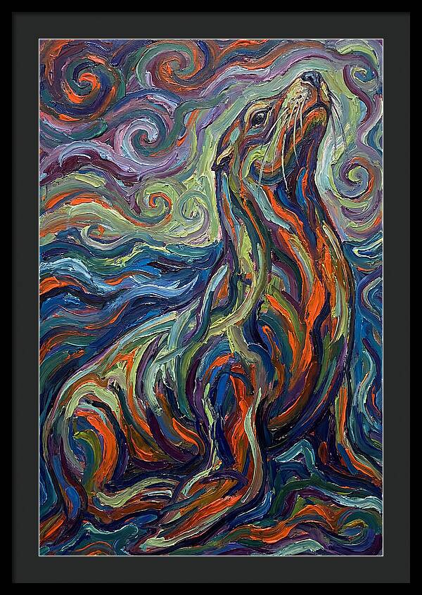Sea Lion In Vibrant Swirls