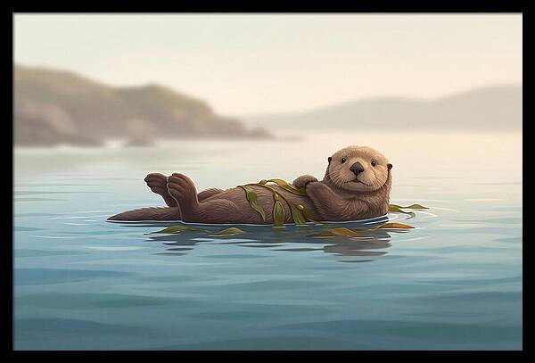 Sea Otter Embraced By Kelp
