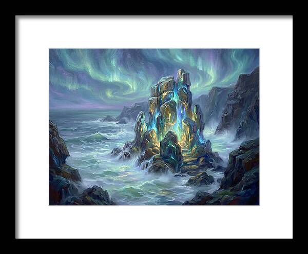Sea Stack Under Aurora