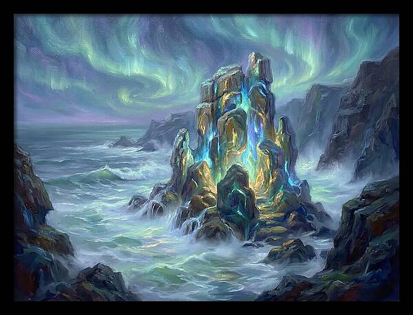 Sea Stack Under Aurora